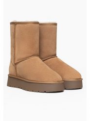 Gooce Skórzane kozaki zimowe "Fairfield" w kolorze beżowym rozmiar: 37. Brązowe kozaki Gooce, na zimę, z wełny, bez obcasa, na platformie, bez zapięcia. Za 215.21 zł.