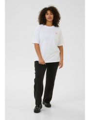 KAFFE curve Koszulka w kolorze białym rozmiar: M. Białe bluzki KAFFE curve, m, bez wzorów, z bawełny, bez kołnierzyka, bez ramiączek. Za 56.99 zł.