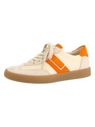Paul Green Skórzane sneakersy w kolorze kremowo-pomarańczowym rozmiar: 38. Brązowe trampki Paul Green, bez wzorów, z materiału, bez zapięcia. Za 392.89 zł.