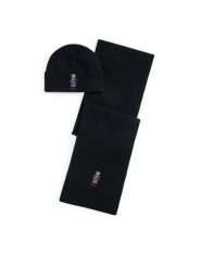 Polo Ralph Lauren Zestaw Szalik i Czapka 449P02050001 Czarny. Czarne szaliki Polo Ralph Lauren, na zimę, bez wzorów, z materiału. Za 909.99 zł.