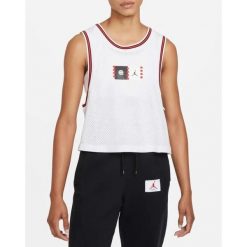 Damski crop top Air Jordan, biały. Białe koszulki sportowe Nike, bez wzorów, bez ramiączek. Za 157.99 zł.