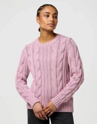 DAMSKI SWETER WRANGLER CABLE KNIT CREW KEEPSAKE LILAC 112370799. Swetry Wrangler, xs, bez wzorów, bez ramiączek. Za 159.99 zł.