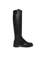 Stuart Weitzman Kozaki Gisele SM478 Czarny. Czarne kozaki Stuart Weitzman, ze skóry, bez obcasa, na płaskiej podeszwie, bez zapięcia. Za 3,669.00 zł.