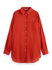 Scotch & Soda Koszula w kolorze czerwonym rozmiar: 34. Czerwone koszule Scotch & Soda, bez wzorów, z bawełny, bez kołnierzyka, bez ramiączek. Za 96.60 zł.
