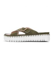 Ilse Jacobsen Klapki w kolorze khaki rozmiar: 41. Brązowe klapki Ilse Jacobsen, bez wzorów, z otwartym noskiem, bez obcasa, na platformie. Za 104.99 zł.