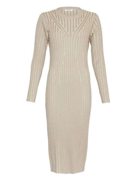 MOSS COPENHAGEN Sukienka "Kicka" w kolorze beżowym rozmiar: M/L. Brązowe sukienki Moss Copenhagen, na imprezę, l, bez wzorów, prążkowane, klasyczne, bez kołnierzyka, bez ramiączek, maxi. Za 109.78 zł.