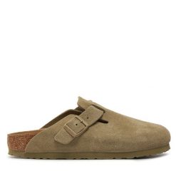 Klapki Birkenstock. Zielone klapki Birkenstock, bez wzorów, bez obcasa. Za 679.99 zł.
