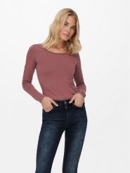 ONLY Bluzka 15204712 Różowy Stretch Fit. Czerwone bluzki Only, m, bez wzorów, z bawełny, bez kołnierzyka, bez ramiączek. Za 74.99 zł.