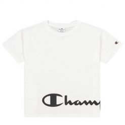 Koszulka treningowa damska Champion Crewneck Tshirt. Białe bluzki Champion, m, bez wzorów, bez kołnierzyka, bez ramiączek. Za 129.99 zł.
