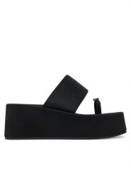 Juicy Couture Japonki WSS21512-02 Czarny. Czarne klapki Juicy Couture, bez wzorów, z materiału, bez obcasa. Za 159.99 zł.