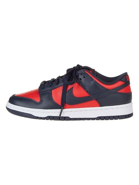Nike Skórzane sneakersy "Dunk Low Retro SE" w kolorze czerwono-granatowym rozmiar: 39. Czerwone trampki Nike, bez wzorów, z materiału, bez zapięcia. Za 303.06 zł.
