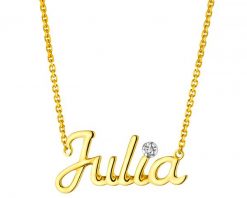 Naszyjnik z żółtego złota z diamentem - Julia - 0,005 ct - próba 375. Żółte naszyjniki Apart, z diamentem, złote. Za 1,190.00 zł.