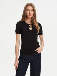 Guess Bluzka W5YR16 Z3OV0 Czarny Regular Fit. Czarne bluzki Guess, xxl, z aplikacjami, z syntetyku, bez kołnierzyka, bez ramiączek. Za 279.99 zł.