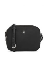 Tommy Hilfiger Torebka Poppy Th Crossover AW0AW15638 Czarny. Czarne listonoszki TOMMY HILFIGER, bez wzorów, z materiału, bez dodatków. Za 259.99 zł.