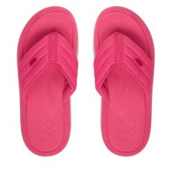 Japonki Roxy. Czerwone klapki Roxy, bez wzorów, bez obcasa. Za 129.99 zł.