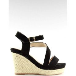 Espadryle na koturnie czarne 333-8 Black. Czarne espadryle ButyModne, bez wzorów, z materiału, bez obcasa, na koturnie, bez zapięcia. W wyprzedaży za 87.21 zł.