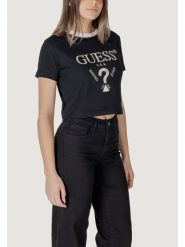 Guess T-Shirt V5GI18 I3Z14 Czarny Regular Fit. Czarne t-shirty Guess, m, z aplikacjami, z bawełny, bez kołnierzyka, bez ramiączek. Za 149.99 zł.
