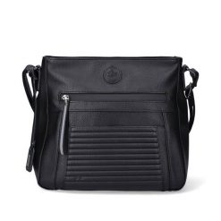 RIEKER H1481-00 black, torebka damska. Czarne torebki klasyczne Rieker, bez wzorów, ze skóry ekologicznej, bez dodatków. Za 174.93 zł.