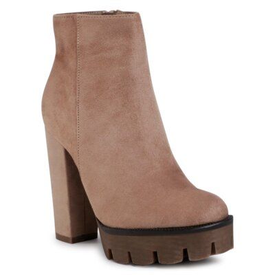 DeeZee WS5000-02 Beżowy. Brązowe botki DeeZee, bez wzorów, z materiału, bez obcasa, bez zapięcia. Za 149.99 zł.