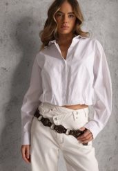 Biała Koszula z Bawełny w Stylu Balloon Oversize Arlelia. Białe koszule Renee, l, bez wzorów, z bawełny, eleganckie, bez kołnierzyka, bez ramiączek. Za 129.99 zł.