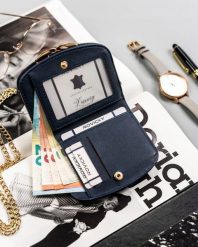 Portfel-portmonetka damska Milano Design SF-1830-JM granatowy. Niebieskie portfele MILANO DESIGN, bez wzorów, ze skóry ekologicznej. Za 37.99 zł.