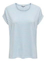 ONLY Koszulka w kolorze błękitno-białym rozmiar: XL. Białe bluzki Only, xl, bez wzorów, bez kołnierzyka, bez ramiączek. Za 79.59 zł.