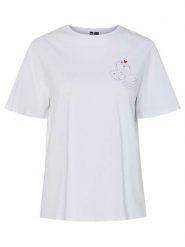 Pieces Koszulka "Signe" w kolorze białym rozmiar: XS. Białe bluzki Pieces, xs, bez wzorów, z bawełny, bez kołnierzyka, bez ramiączek. Za 43.99 zł.
