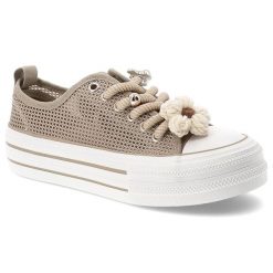 Sneakersy damskie Filippo, cholewka z materiału tekstylnego siateczkowego wiązanie z przodu na solidnej podeszwie, beżowe, DTN7855/26. Brązowe trampki Filippo, bez wzorów, bez zapięcia. Za 119.00 zł.