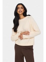 SAINT TROPEZ Sweter "Saint Tropez" w kolorze kremowym rozmiar: S. Brązowe swetry Saint Tropez, s, bez wzorów, z wełny, bez ramiączek. Za 92.64 zł.