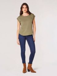 Apricot Koszulka w kolorze khaki rozmiar: XS. Brązowe bluzki Apricot, xs, bez wzorów, z lyocellu, bez kołnierzyka, bez ramiączek. Za 69.99 zł.