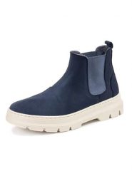 Natural world Skórzane sztyblety w kolorze granatowym rozmiar: 37. Niebieskie botki Natural World, bez wzorów, z wełny, bez obcasa, bez zapięcia. Za 171.95 zł.