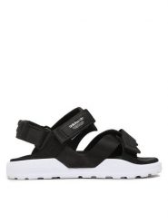 Adidas Sandały Adilette Adventure Sandals HP2184 Czarny. Czarne sandały Adidas, bez wzorów, z materiału, bez obcasa, na płaskiej podeszwie, bez zapięcia. Za 299.99 zł.