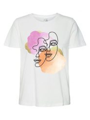 Vero Moda Koszulka w kolorze białym rozmiar: L. Białe bluzki Vero Moda, l, bez wzorów, z bawełny, bez kołnierzyka, bez ramiączek. Za 52.79 zł.