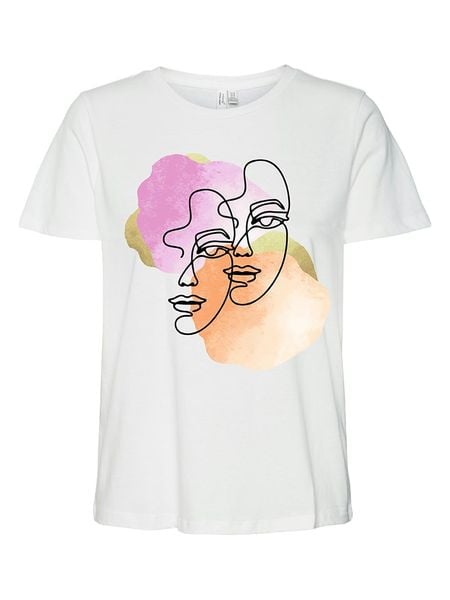 Vero Moda Koszulka w kolorze białym rozmiar: L. Białe bluzki Vero Moda, l, bez wzorów, z bawełny, bez kołnierzyka, bez ramiączek. Za 52.42 zł.