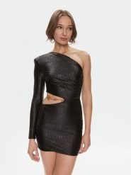 Elisabetta Franchi Sukienka koktajlowa AB-436-37E2-V450 Czarny Slim Fit. Czarne sukienki Elisabetta Franchi, bez wzorów, z syntetyku, wizytowe, bez kołnierzyka, bez ramiączek. Za 1,789.00 zł.