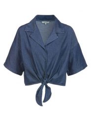 Herrlicher Bluzka "Elonie" w kolorze granatowym rozmiar: XL. Niebieskie bluzki Herrlicher, xl, bez wzorów, z bawełny, bez kołnierzyka, bez ramiączek. Za 130.99 zł.