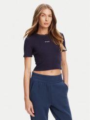 Guess T-Shirt V5YP08 K8RT2 Granatowy Slim Fit. Niebieskie t-shirty Guess, s, z aplikacjami, z wiskozy, bez kołnierzyka, bez ramiączek. Za 179.99 zł.