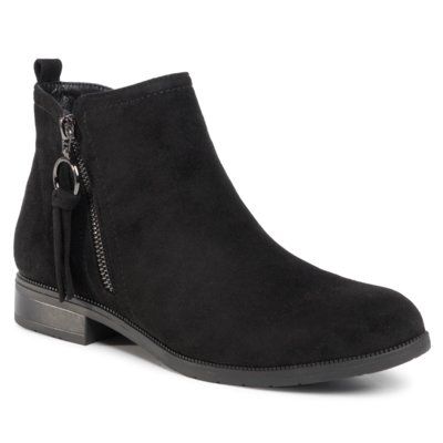 Jenny Fairy LS3523-23B Czarny. Czarne botki Jenny Fairy, bez wzorów, z materiału, bez obcasa, bez zapięcia. Za 119.99 zł.