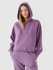4F Bluza dresowa nierozpinana z kapturem damska - fioletowa XXL. Fioletowe bluzy 4f, xs, bez wzorów, z bawełny, z kapturem. W wyprzedaży za 99.99 zł.
