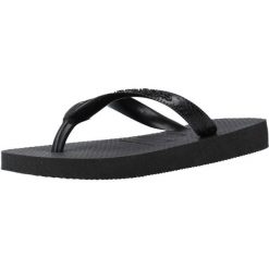 Klapki Havaianas Model 4000029 Kolor Czarny. Czarne klapki Havaianas, bez wzorów, z gumy, bez obcasa. Za 87.40 zł.