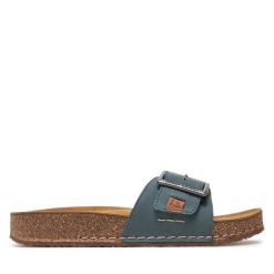 Klapki Josef Seibel. Niebieskie klapki Josef Seibel, bez wzorów, bez obcasa. Za 279.99 zł.