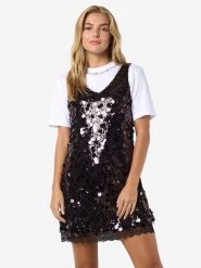 Noisy may Sukienka w kolorze czarnym rozmiar: L. Czarne sukienki Noisy may, na co dzień, l, bez wzorów, z koronki, bez kołnierzyka, bez ramiączek, mini, proste. Za 154.07 zł.