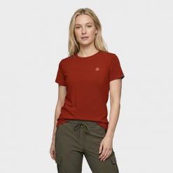 Koszulka bawełniana damska Alpinus Dirna. Czerwone bluzki Alpinus, bez wzorów, z bawełny, sportowe, bez kołnierzyka, bez ramiączek. Za 83.99 zł.