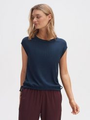 OPUS Koszulka w kolorze granatowym rozmiar: 38. Niebieskie bluzki Opus, bez wzorów, bez kołnierzyka, bez ramiączek. Za 100.99 zł.