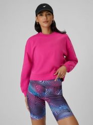 4F Bluza dresowa regular bez kaptura damska - różowa L. Czerwone bluzy sportowe 4f, l, bez wzorów, z dresówki, bez kaptura. Za 159.99 zł.