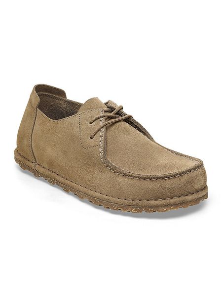 Birkenstock Skórzane trzewiki "Utti" w kolorze beżowym rozmiar: 40. Brązowe półbuty sznurowane Birkenstock, bez wzorów, eleganckie, bez obcasa, bez zapięcia. Za 571.03 zł.