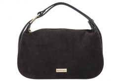 Elegancka torebka zamszowa na ramię - Brązowa ciemna. Brązowe torby na ramię Barberini's, bez wzorów, ze skóry, eleganckie, do ręki, małe, matowe, bez dodatków. Za 212.99 zł.