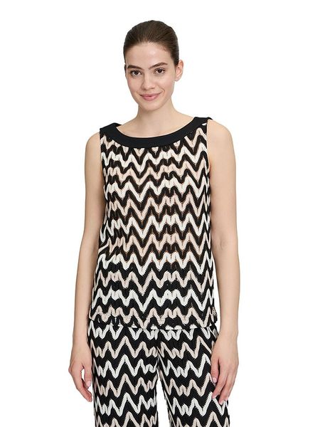 BETTY & CO Top w kolorze kremowo-czarnym rozmiar: S. Czarne topy Betty & Co, s, bez wzorów, bez kołnierzyka, bez ramiączek. Za 76.95 zł.