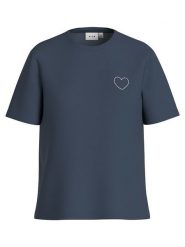 Vila Koszulka w kolorze granatowym rozmiar: L. Niebieskie bluzki Vila, l, bez wzorów, z bawełny, bez kołnierzyka, bez ramiączek. Za 56.93 zł.