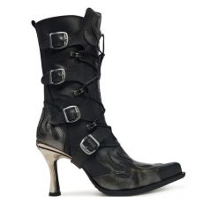 Botki NEW ROCK. Czarne botki NEW ROCK, bez wzorów, bez obcasa, na szpilce, bez zapięcia. Za 1,269.00 zł.